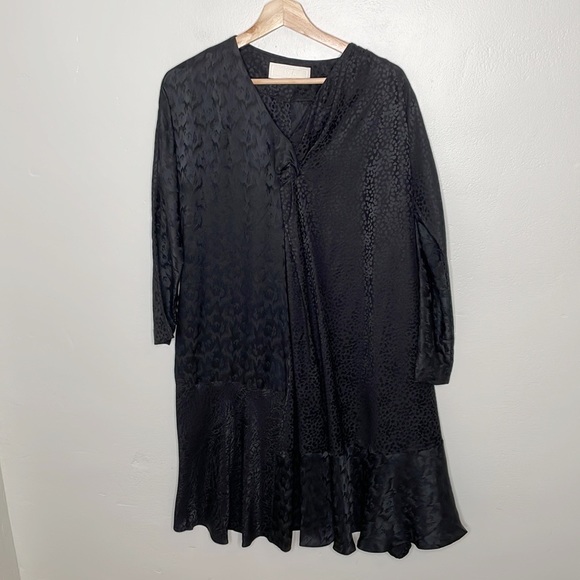 SVILU 100% silk black flutter midi dress - Picture 9 of 13